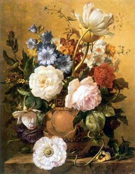 Floral, beautiful classical still life of flowers.124